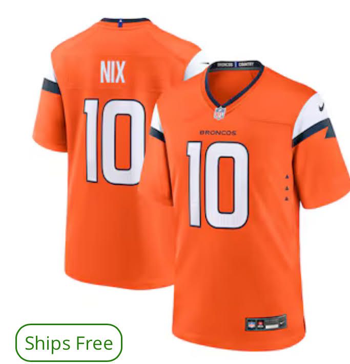 Men Denver Broncos #10 Nix Nike Orange 2024 NFL Draft First Round Pick Player Game Jersey->denver broncos->NFL Jersey
